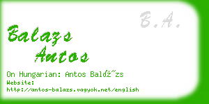 balazs antos business card